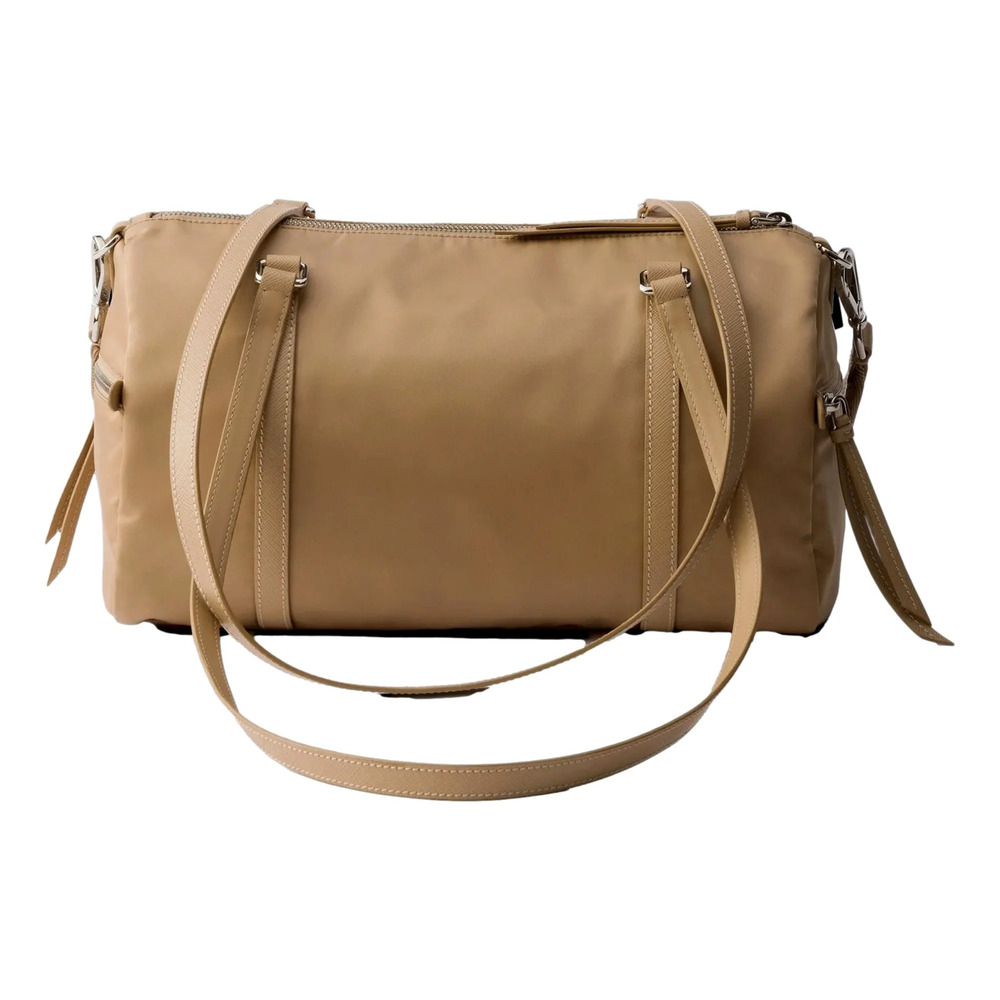 Prada Small Re-Nylon and Saffiano Leather Duffel Bag Camello